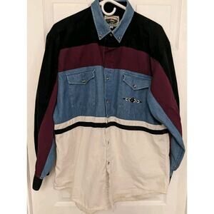 CUMBERLAND OUTFITTERS Mens Sz XL L/S Cotton Paneled Embroidered Western Shirt